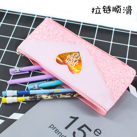 Jinshang Japanese and Korean Department pen bag Lady 6420 lovely large volume primary and secondary school students high appearance level Oxford Burgundy Sparkle bag