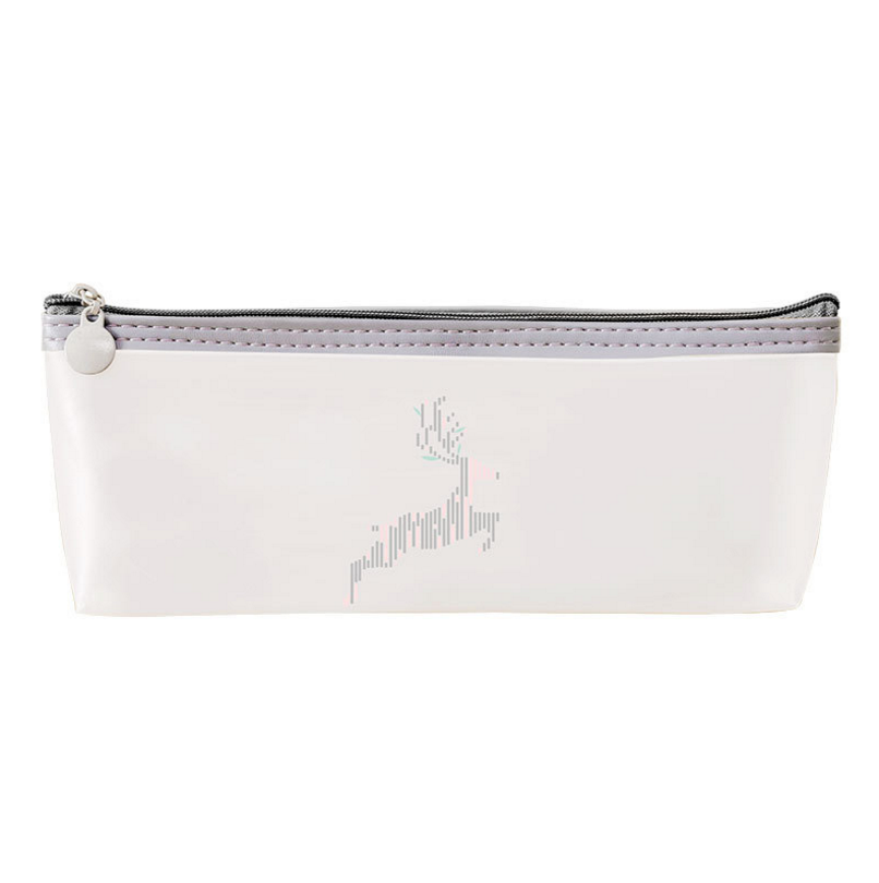 Creative Elk Forest PVC Pen Bag Transparent Frosted Stationery Box Fresh Pencil Bag Learning Tableware Storage Pencil Case
