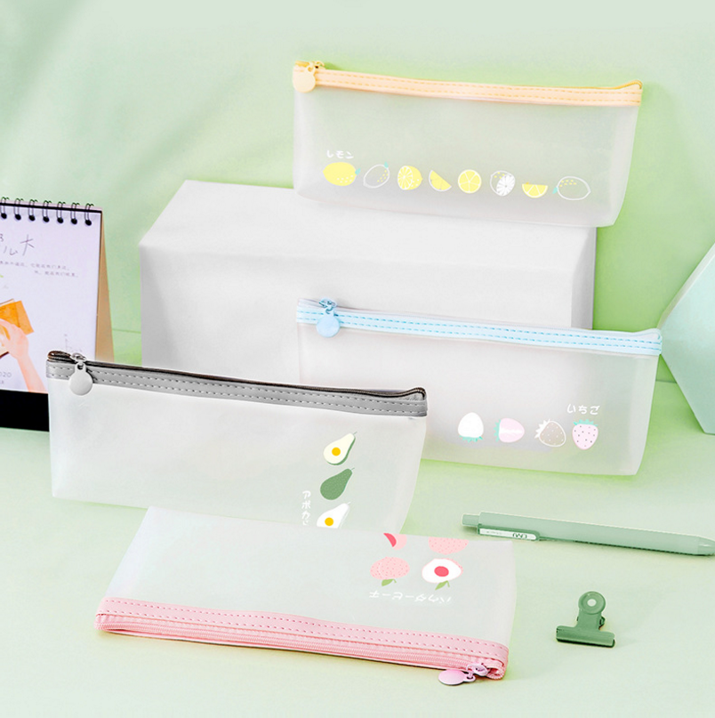 Transparent Frosted Stationery Box Student Learning Tableware Storage Pencil Case Fresh Pencil Bag Pencil Case PVC Pen Bag Pencil Case