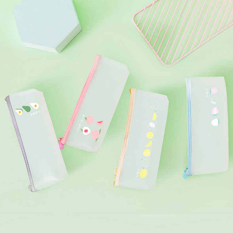 Transparent Frosted Stationery Box Student Learning Tableware Storage Pencil Case Fresh Pencil Bag Pencil Case PVC Pen Bag Pencil Case