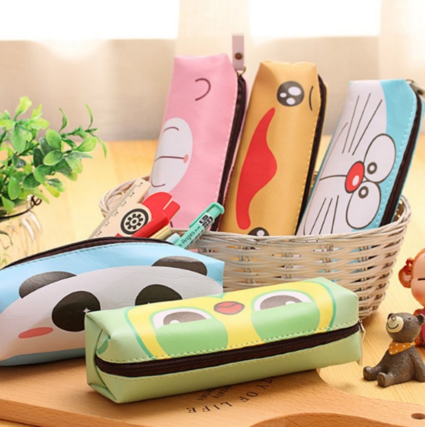Cute Cartoon Pu Pen Bag Large Capacity Stationery Bag Korean Creative Simple Pencil Case School Supplies