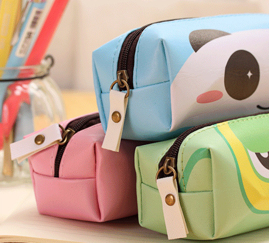 Cute Cartoon Pu Pen Bag Large Capacity Stationery Bag Korean Creative Simple Pencil Case School Supplies