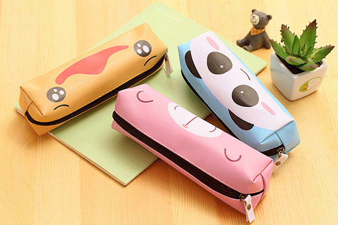 Cute Cartoon Pu Pen Bag Large Capacity Stationery Bag Korean Creative Simple Pencil Case School Supplies