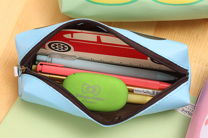 Cute Cartoon Pu Pen Bag Large Capacity Stationery Bag Korean Creative Simple Pencil Case School Supplies