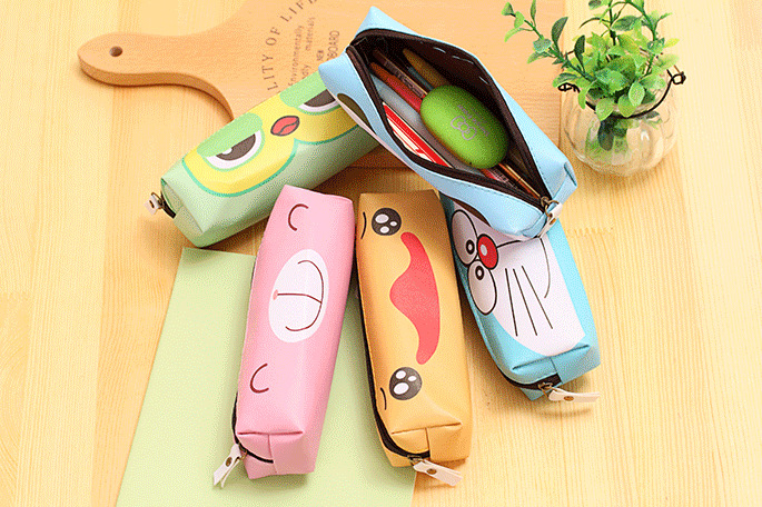 Cute Cartoon Pu Pen Bag Large Capacity Stationery Bag Korean Creative Simple Pencil Case School Supplies