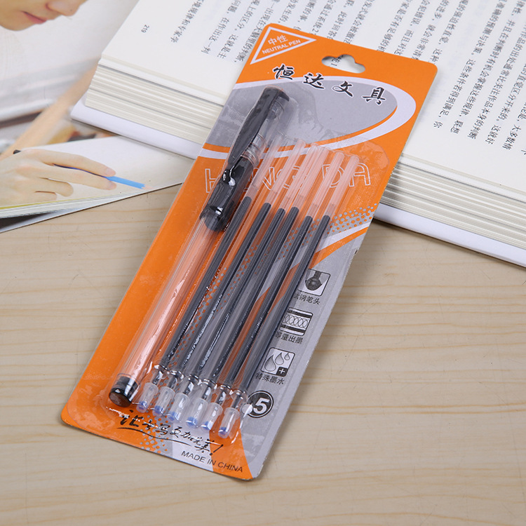 Factory direct sales office supplies black neutral pen student stationery signature pen 0.5mm yiwu stationery wholesale