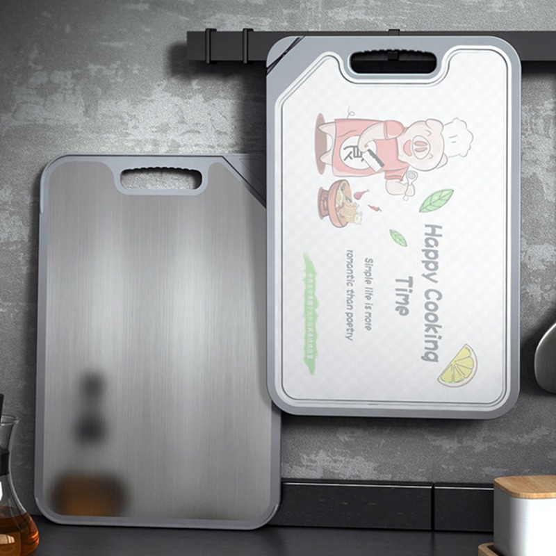 Multifunctional Antibacterial Double-Sided Stainless Steel Plastic Cutting Board 304 Stainless Steel Chopping Board Household Kneading Cutting Board Mildew-Proof