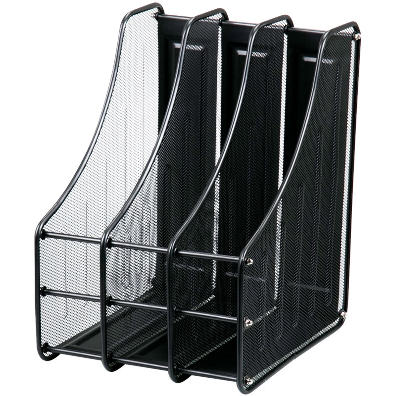 Office Supplies Desktop Metal Barbed Wire Three-Column File Rack Storage Document Rack Triple File Box Stationery Wholesale