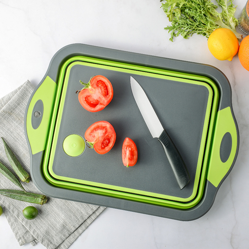 Folding Dish Chopping Board Kitchen Plastic ThreeinOne Chopping Board Outdoor Portable Ice Bucket Fruit Cutting Board