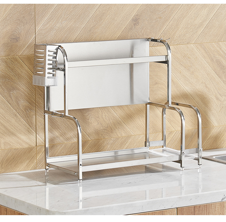 Black Multi-Functional Kitchen Seasoning Storage Rack Countertop Double Floor Storage Rack Kitchenware Soup Ladle Chopping Board Knife Rack Black Multi-Functional Kitchen Seasoning Storage Rack Countertop Double Floor Storage Rack Kitchenware Soup Ladle Chopping Board Knife Rack
