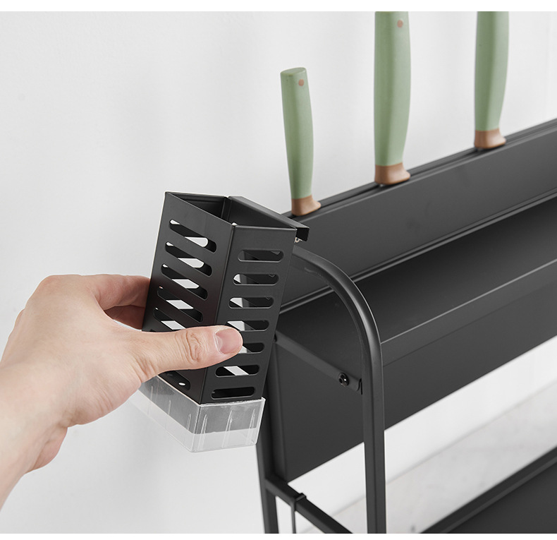 Black Multi-Functional Kitchen Seasoning Storage Rack Countertop Double Floor Storage Rack Kitchenware Soup Ladle Chopping Board Knife Rack Black Multi-Functional Kitchen Seasoning Storage Rack Countertop Double Floor Storage Rack Kitchenware Soup Ladle Chopping Board Knife Rack