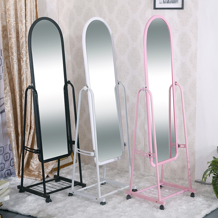 Full-Length Mirror Floor Mirror Simple Metal Mobile Clothing Store Full-Length Mirror Dressing Mirror Coat and Cap Wholesale Factory Direct Sales