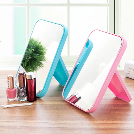 1244 Rectangular Desktop High Clearness Makeup Mirror Desktop Dressing Mirror Ins Internet Celebrity Foldable and Portable Cosmetic Mirror T