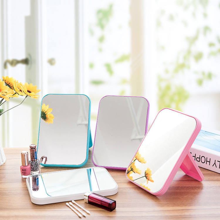 1244 Rectangular Desktop High Clearness Makeup Mirror Desktop Dressing Mirror Ins Internet Celebrity Foldable and Portable Cosmetic Mirror T