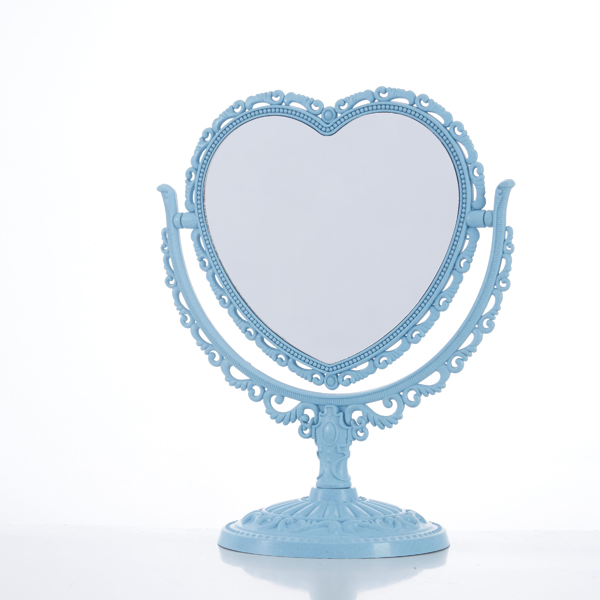 European Pastoral Style Heart-Shaped Double-Sided Desktop Makeup Mirror Wheat Environmental Protection Raw Materials Popular Home Dressing Mirror
