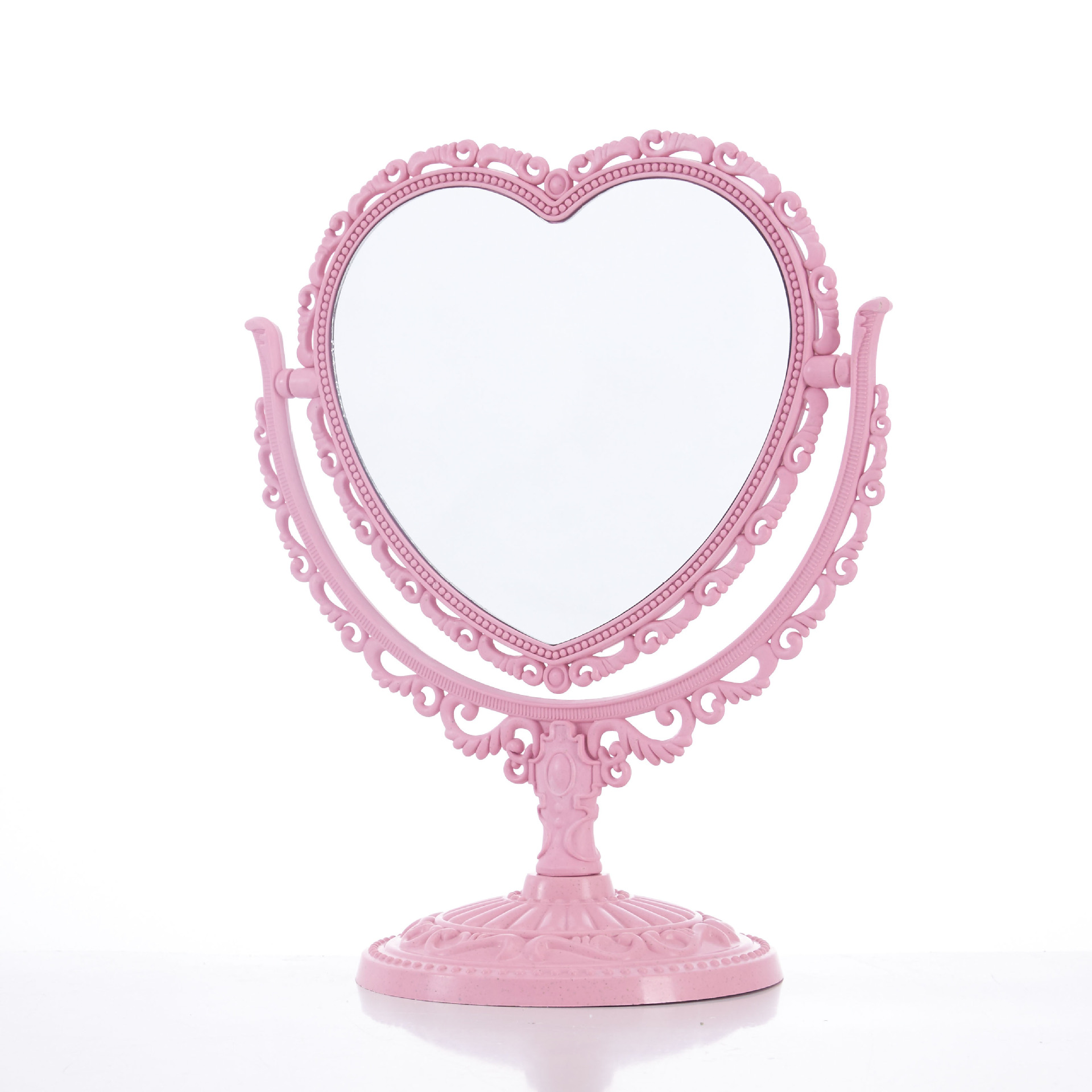 European Pastoral Style Heart-Shaped Double-Sided Desktop Makeup Mirror Wheat Environmental Protection Raw Materials Popular Home Dressing Mirror