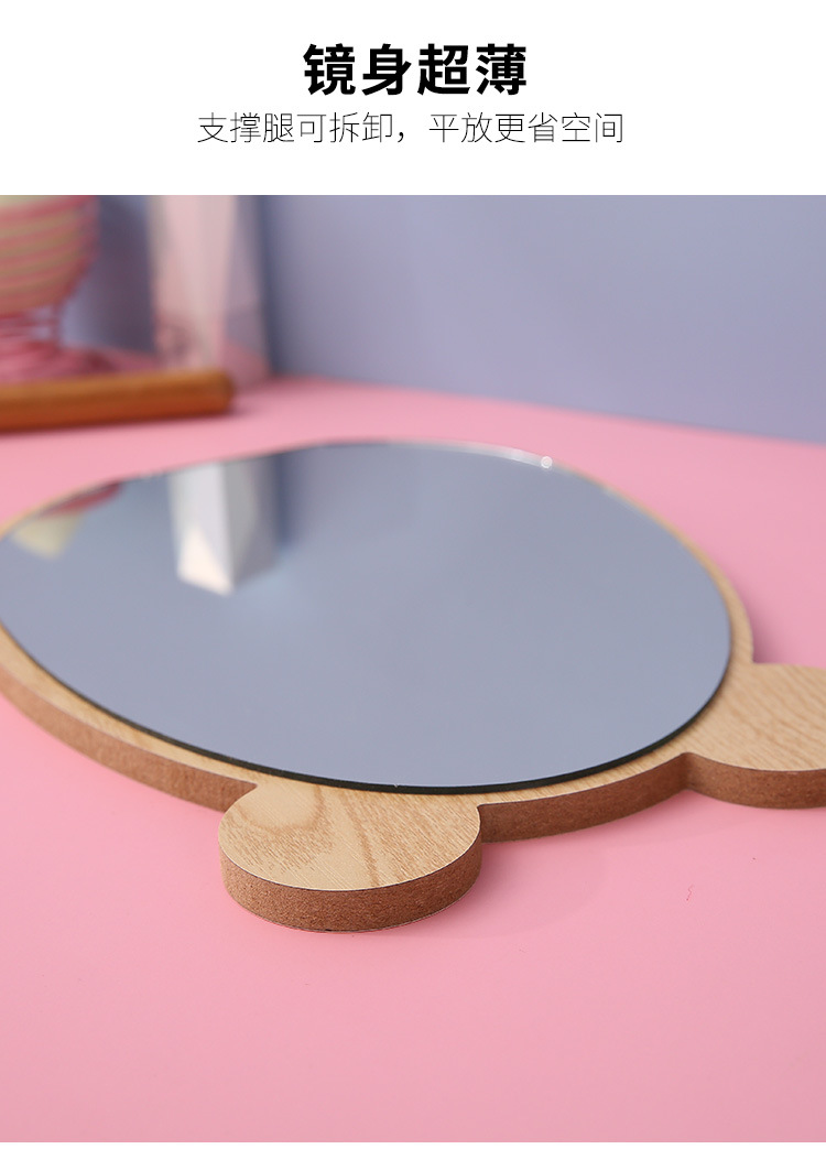 Mirror Wooden Cartoon Bear Makeup Mirror Desktop Dormitory Dressing Mirror Student Girl Bedroom Cute Makeup Mirror