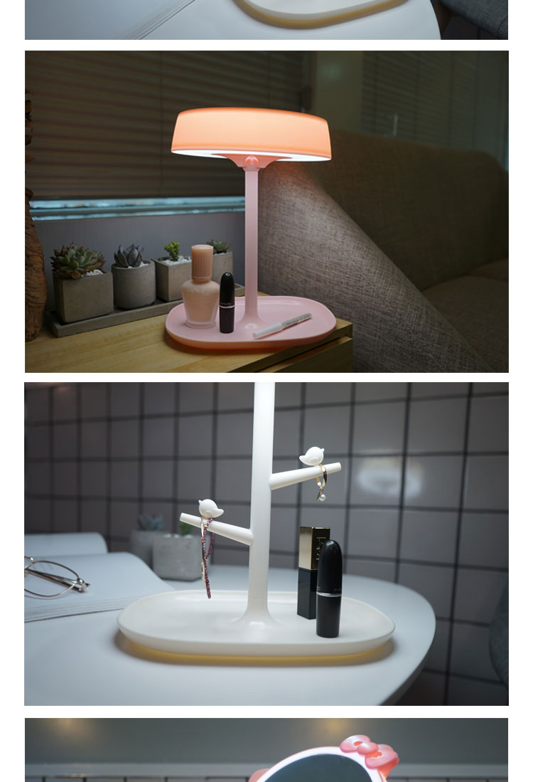 Makeup Mirror with Light Desktop Princess Mirror Table Lamp Dressing Mirror Clear Folding Large round Smart Makeup Mirror