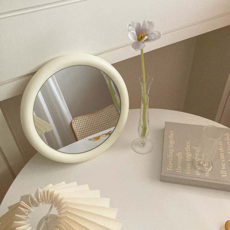 INS Korean Solid Wood Makeup Mirror Cream Mirror Girl Heart Dressing Mirror Photography Props