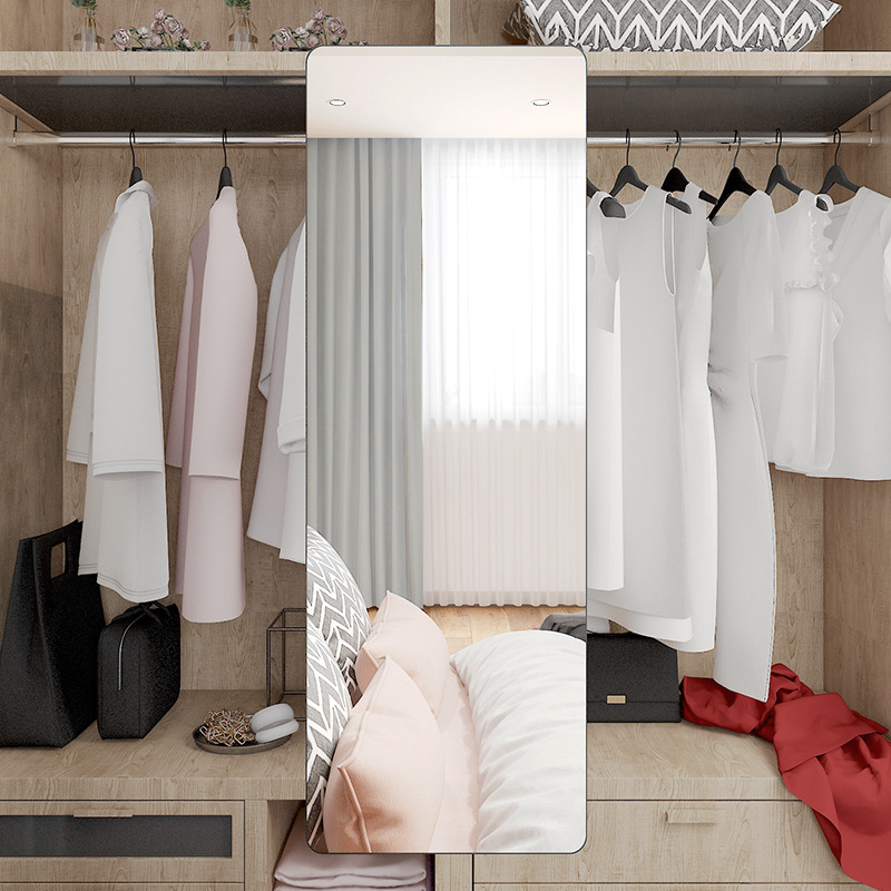 Wardrobe Built-in Push-Pull Rotating Dressing Mirror Small Apartment Cabinet with Invisible Retractable Folding Full Body Fitting