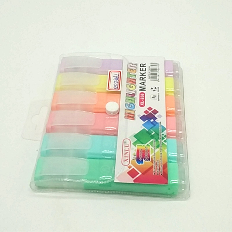 Sunshine Department Store XL-266 Bags 6pcs Fluorescent Pen Student Marking Pen Color Pencil Office Supplies
