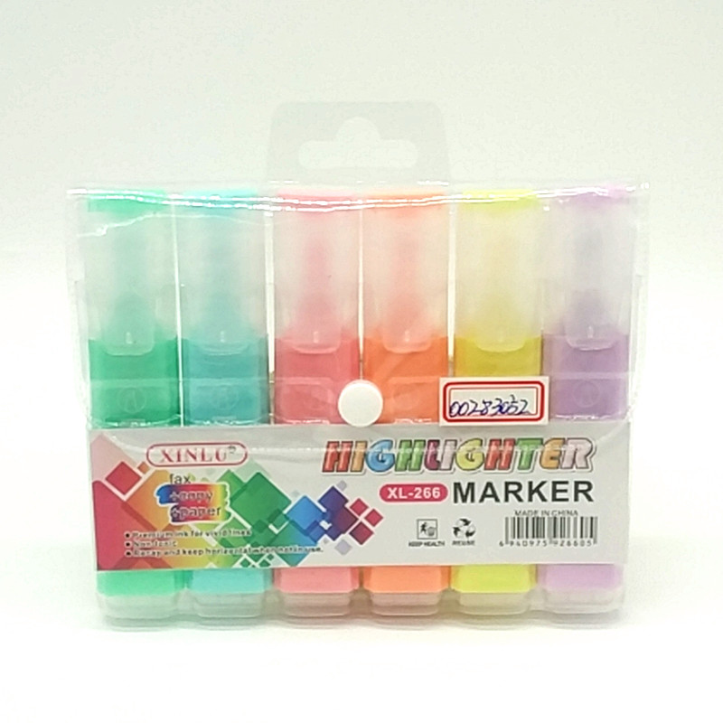 Sunshine Department Store XL-266 Bags 6pcs Fluorescent Pen Student Marking Pen Color Pencil Office Supplies