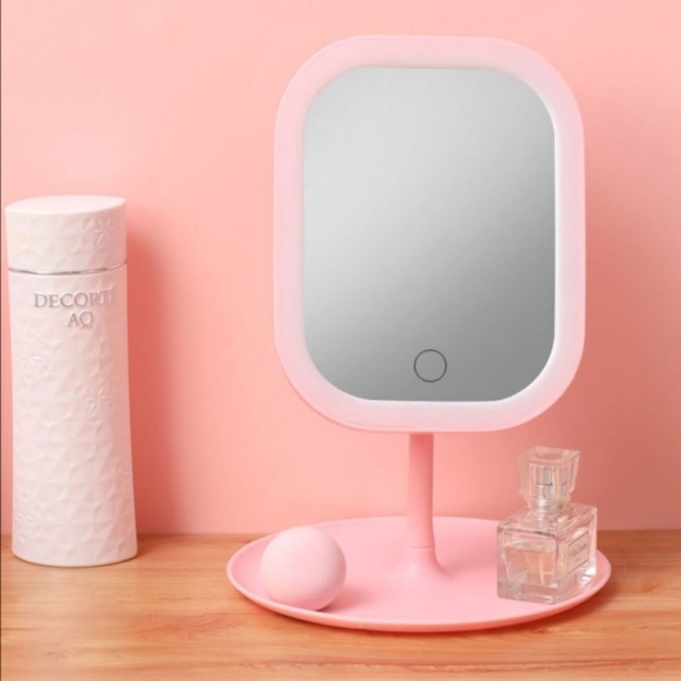 New Portable Desktop with Light Led Make-up Mirror Fill Light Dressing Mirror Portable Square Mirror USB Small Mirror
