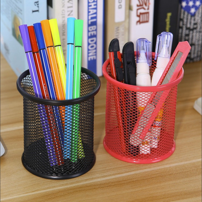 Office Office Supplies Student Pen Holder Multi-Functional Desktop Storage Metal Iron Net Pen Holder Sundries Barrel Storage Tool