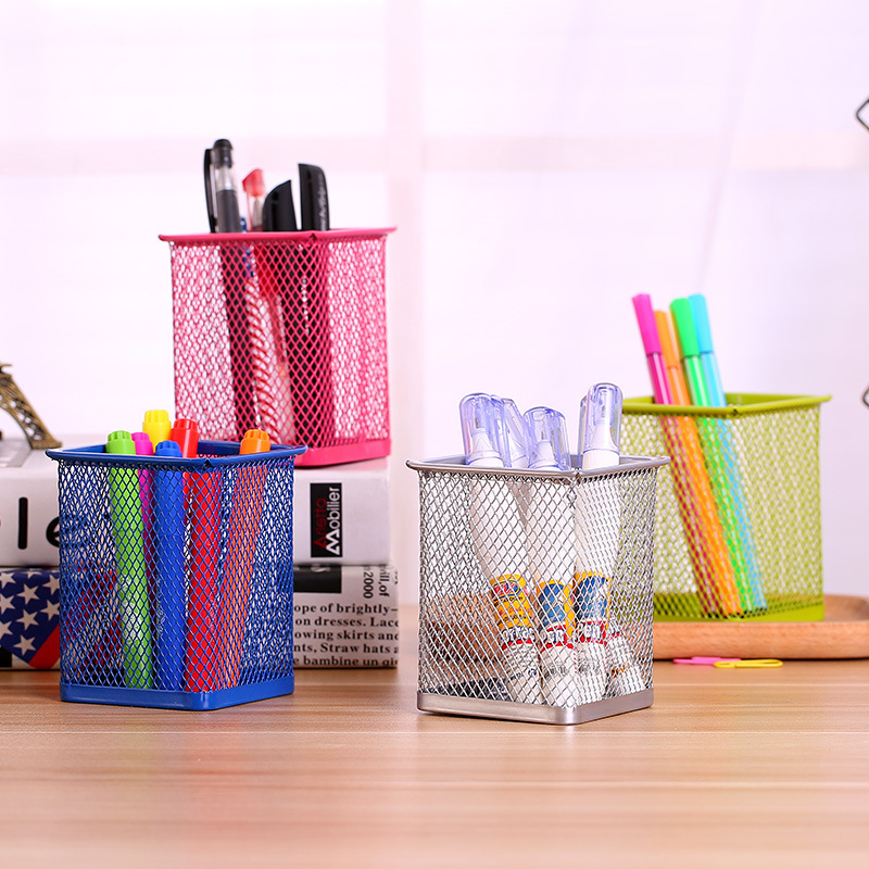 Office Office Supplies Student Pen Holder Multi-Functional Desktop Storage Metal Iron Net Pen Holder Sundries Barrel Storage Tool