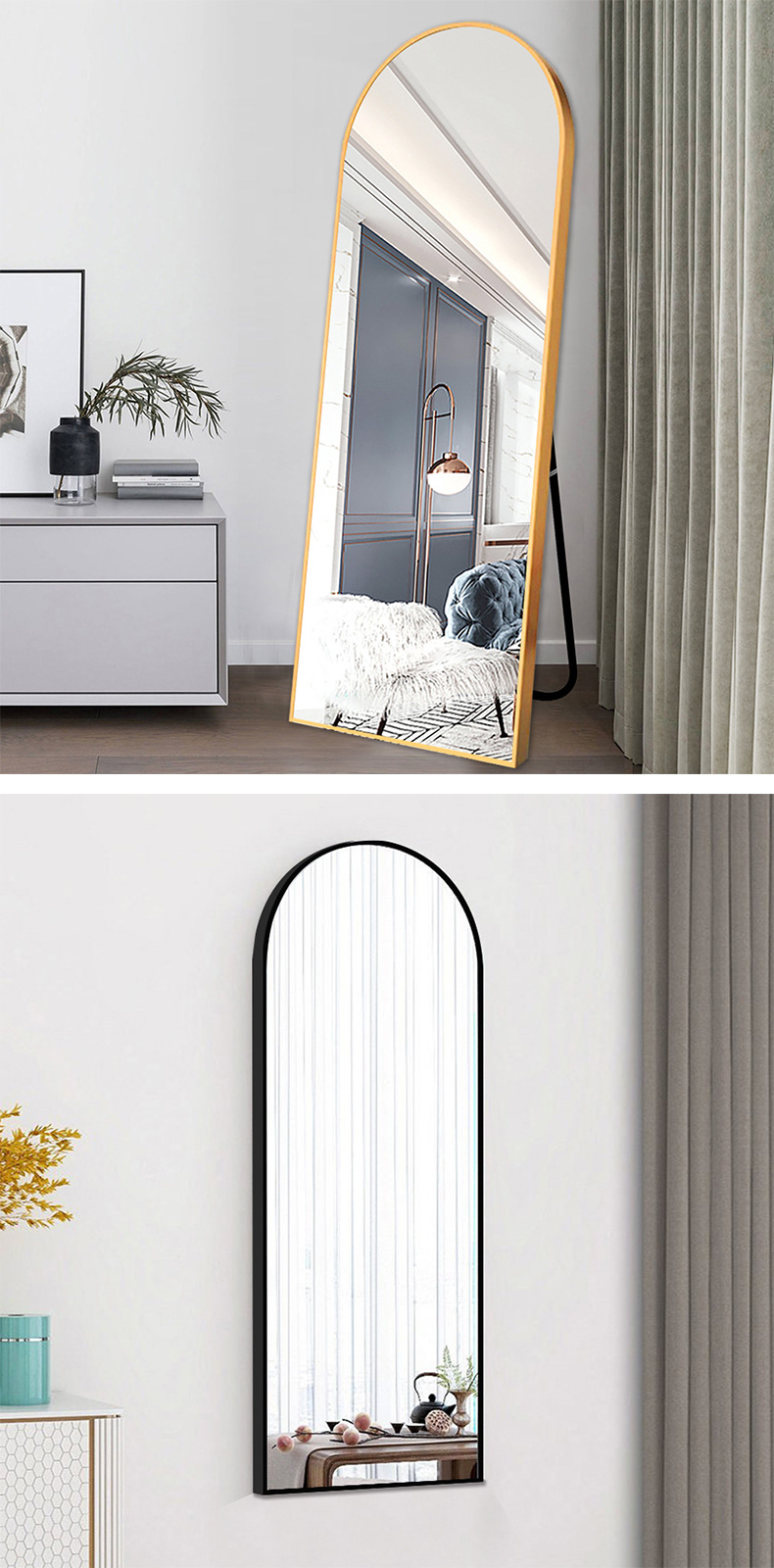 Full-Body Floor Mirror Aluminum Alloy Dressing Mirror Hanging And Swing Dual-Use Modern Simple Clothing Store Ins Style Slimming Full-Length Mirror