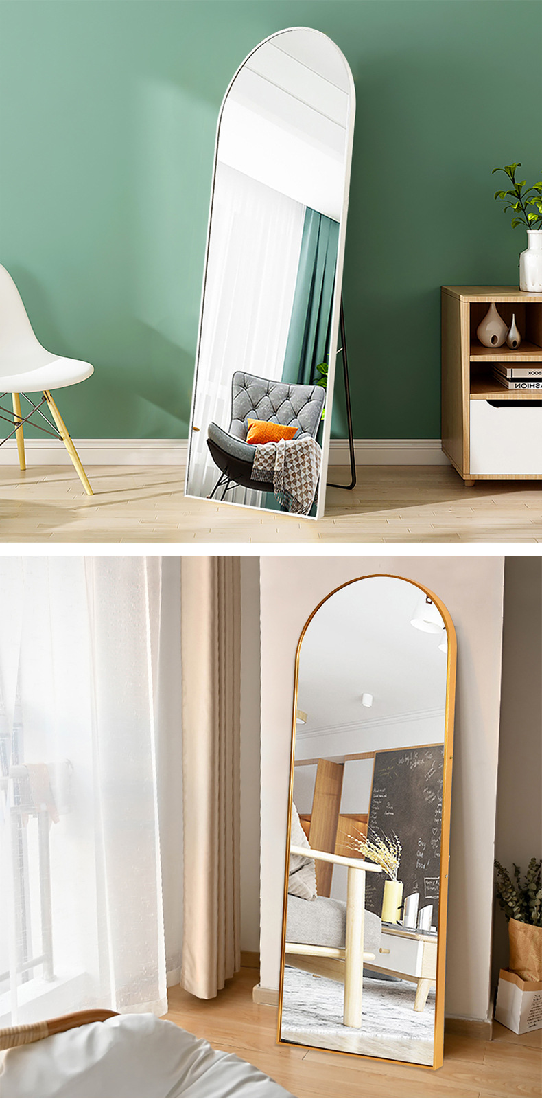 Full-Body Floor Mirror Aluminum Alloy Dressing Mirror Hanging And Swing Dual-Use Modern Simple Clothing Store Ins Style Slimming Full-Length Mirror