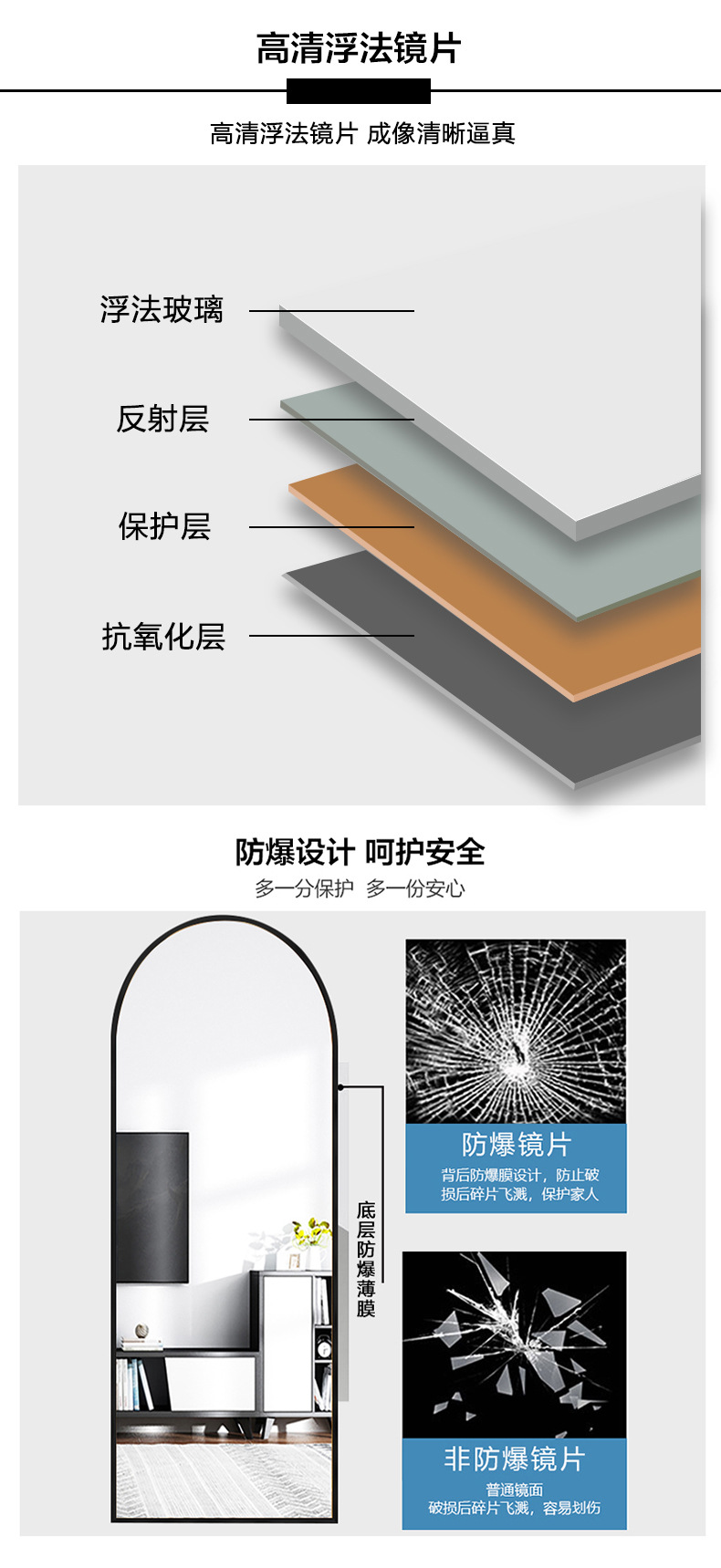 Full-Body Floor Mirror Aluminum Alloy Dressing Mirror Hanging And Swing Dual-Use Modern Simple Clothing Store Ins Style Slimming Full-Length Mirror