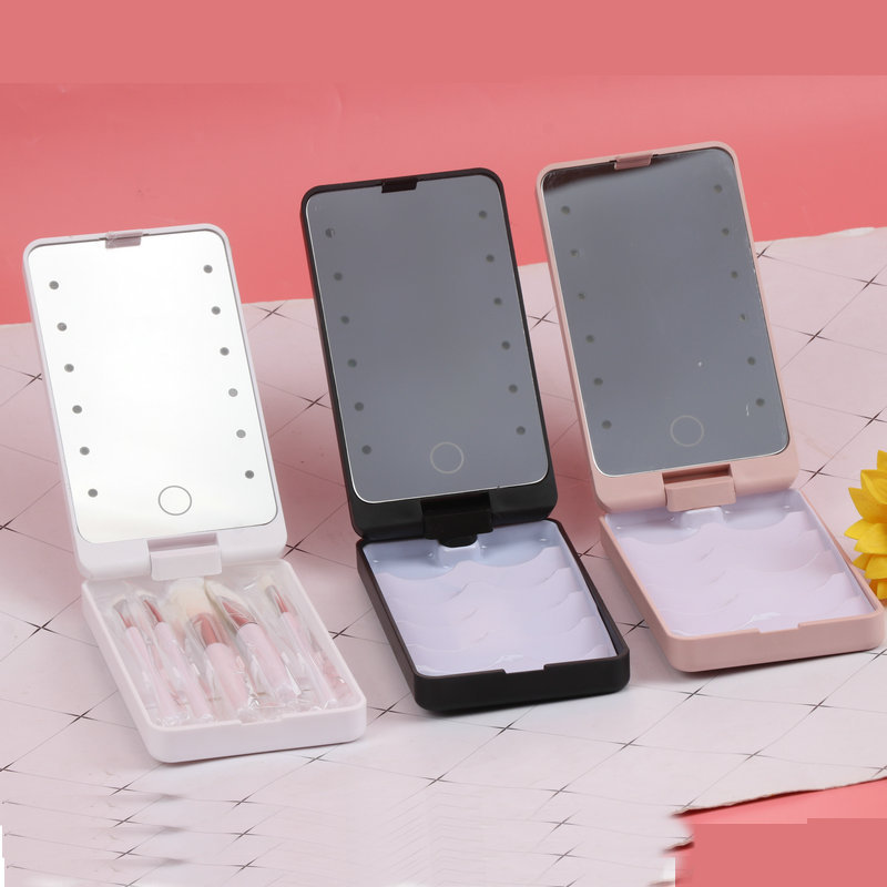 Foldable Rotating Storage Led Storage Makeup Mirror Dormitory Beauty Dressing Mirror Fill Light Storage Travel Makeup Mirror
