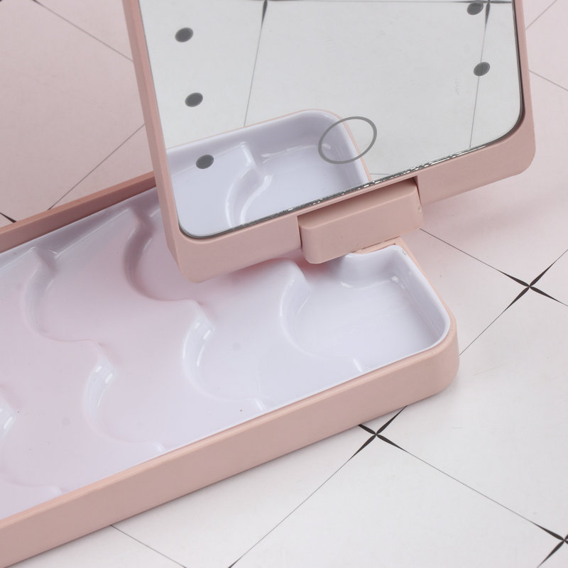 Foldable Rotating Storage Led Storage Makeup Mirror Dormitory Beauty Dressing Mirror Fill Light Storage Travel Makeup Mirror