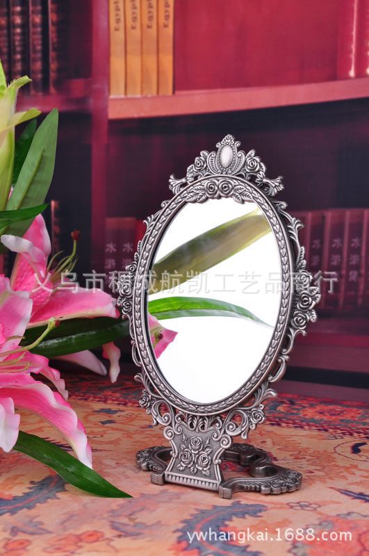 New-style zinc alloy antique double-sided dressing mirror creative crafts New-style zinc alloy antique double-sided dressing mirror creative crafts
