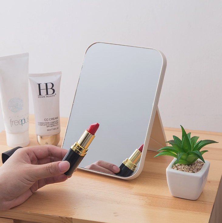 Large Plain Foldable Desktop Mirror HD Single-Sided Makeup Mirror Portable Square Princess Mirror Dressing Mirror