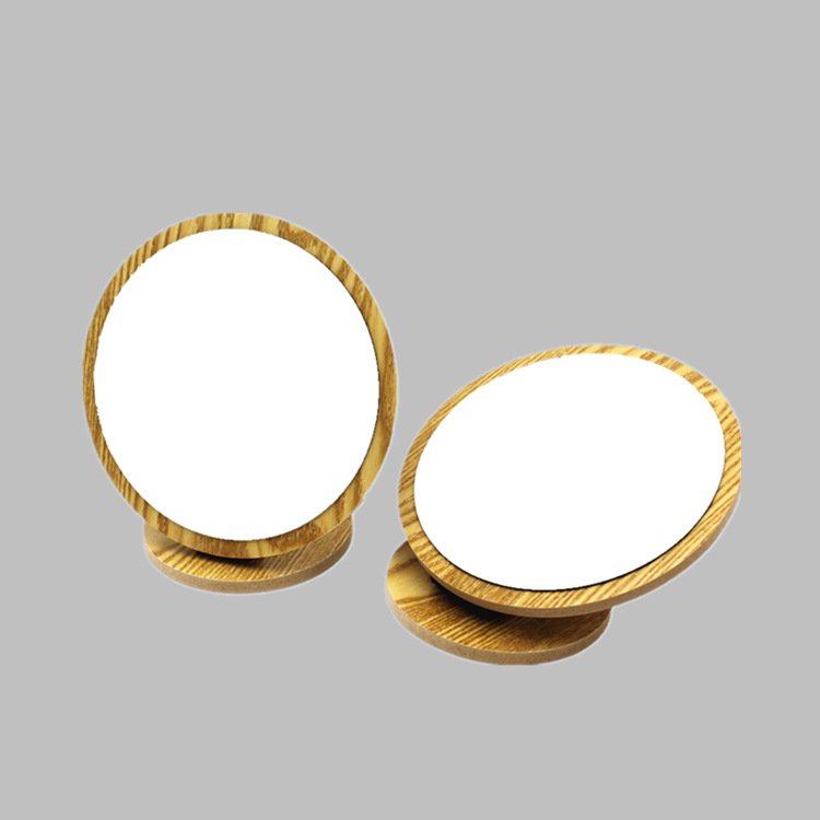 Beauty Cosmetic round Wooden Mirror Desktop Wooden Dressing Mirror Dormitory Desk Desktop Desktop Makeup Mirror