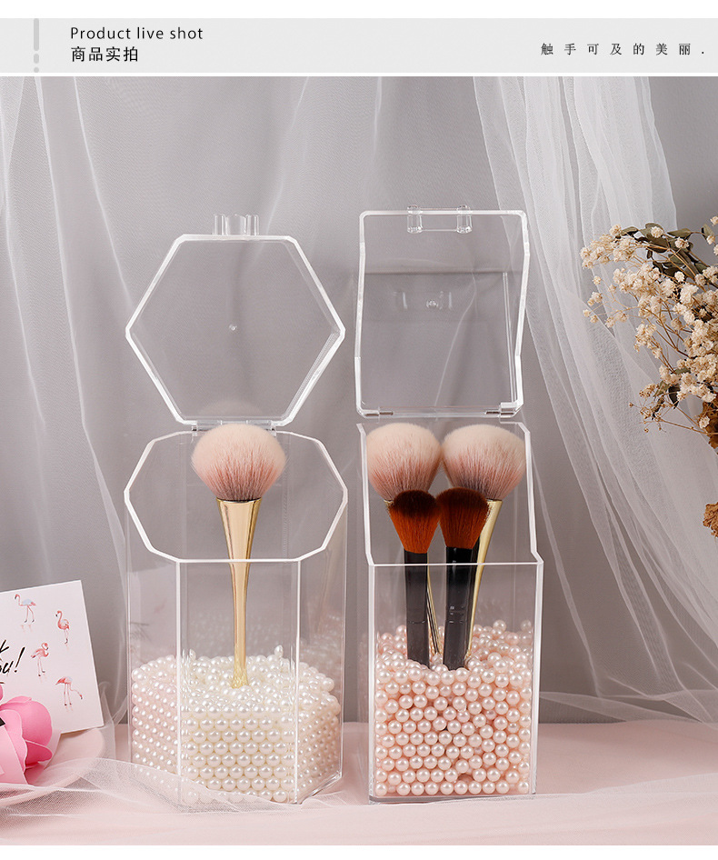 up box transparent clamshell dustproof make up brush bucket eyebrow pencil brush tube acrylic eyebrow pencil storage box