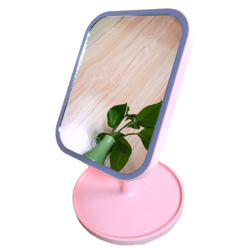 Cross-Border New Arrival Portable Table Lamp Makeup Mirror Desktop Rechargeable Dressing Mirror Square with Light Mirror