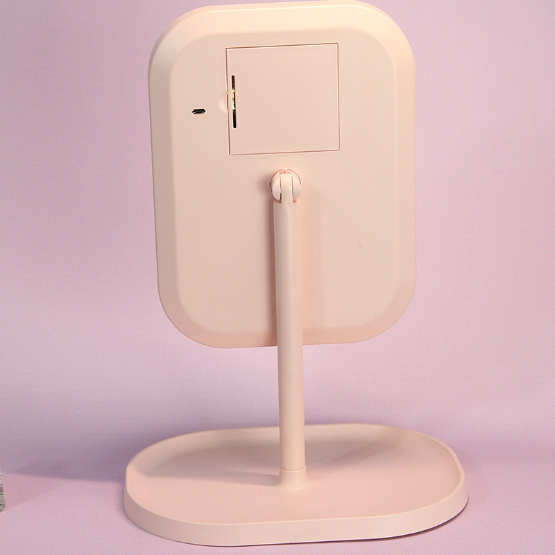 Cross-Border New Arrival Portable Table Lamp Makeup Mirror Desktop Rechargeable Dressing Mirror Square with Light Mirror
