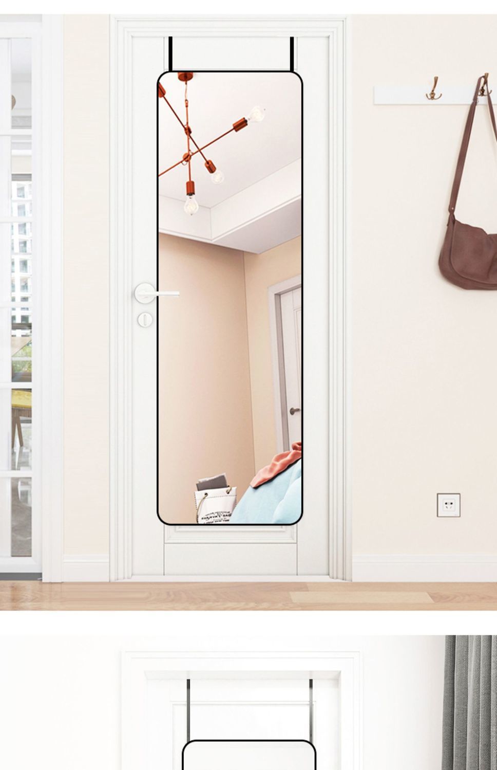 Cross-Border Export Door Mirror Body Hanging Door Household Bedroom Dressing Mirror Wall-Mounted Self-Adhesive Wall-Mounted Punch-Free Wall Hanging