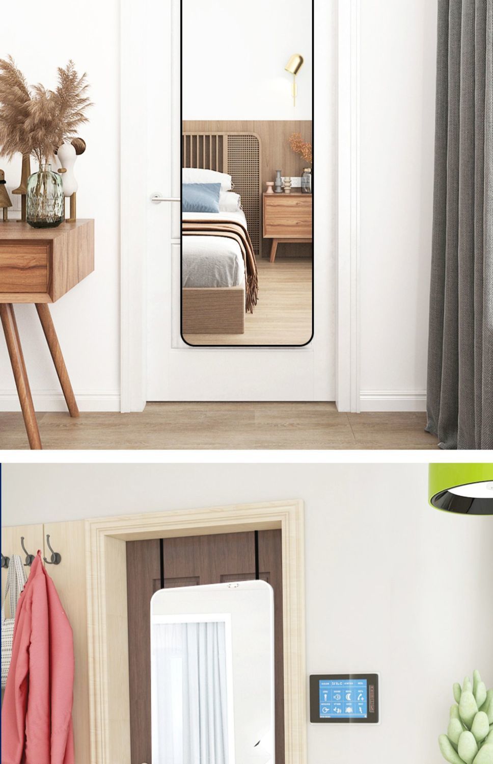 Cross-Border Export Door Mirror Body Hanging Door Household Bedroom Dressing Mirror Wall-Mounted Self-Adhesive Wall-Mounted Punch-Free Wall Hanging