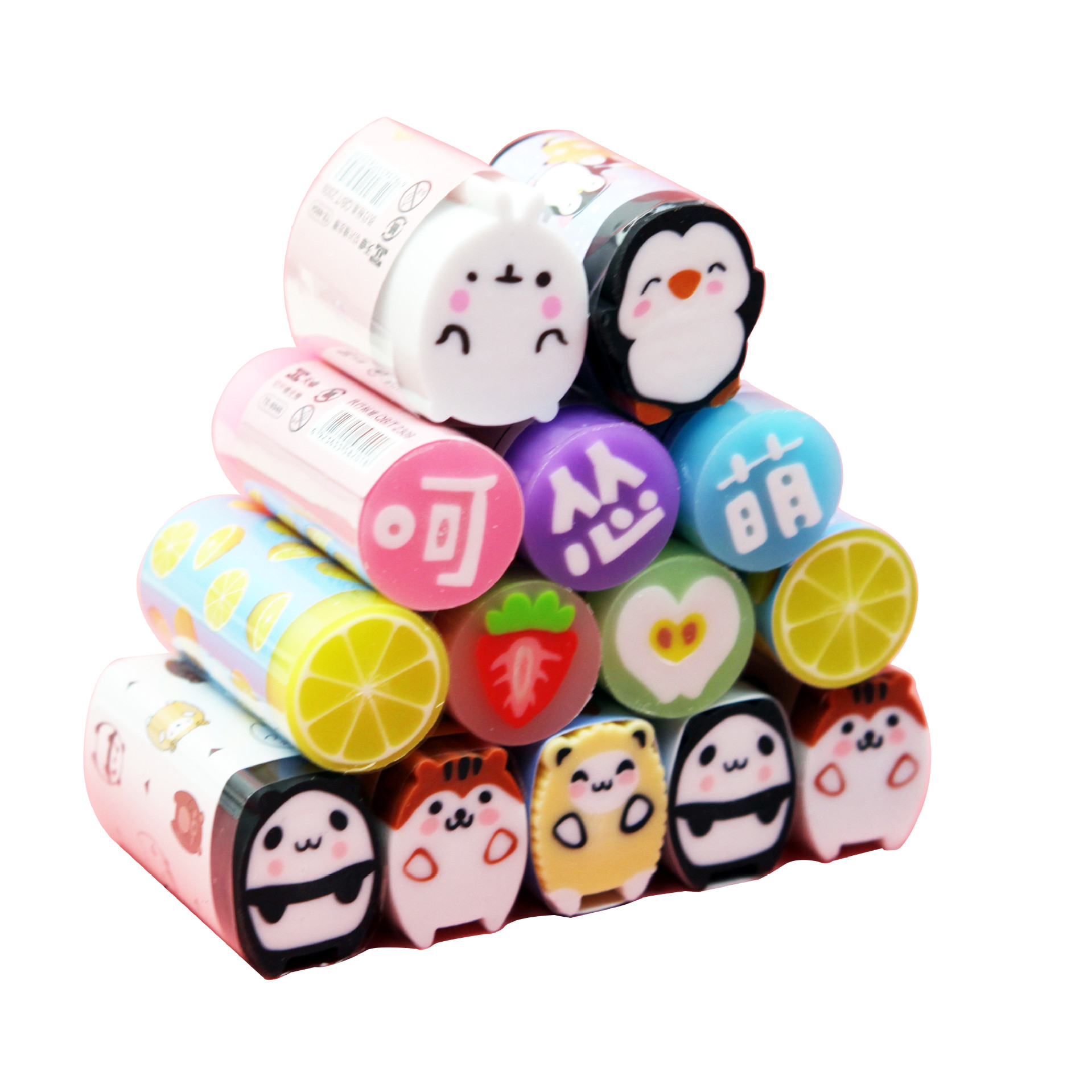 Eraser Creative Cartoon Eraser Cute Little Animal Multiple Children Fruit Slice 2B Primary School Student Gift Set