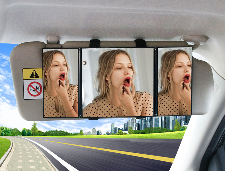 Shunwei Car Tri-Fold Cosmetic Mirror Car Sunshade Dressing Mirror for Car Interior Decorative Mirror SD-2408