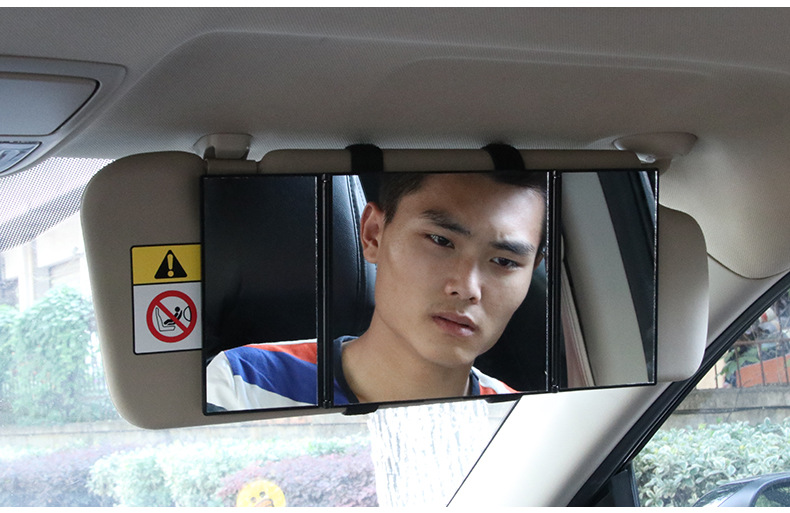 Shunwei Car Tri-Fold Cosmetic Mirror Car Sunshade Dressing Mirror for Car Interior Decorative Mirror SD-2408