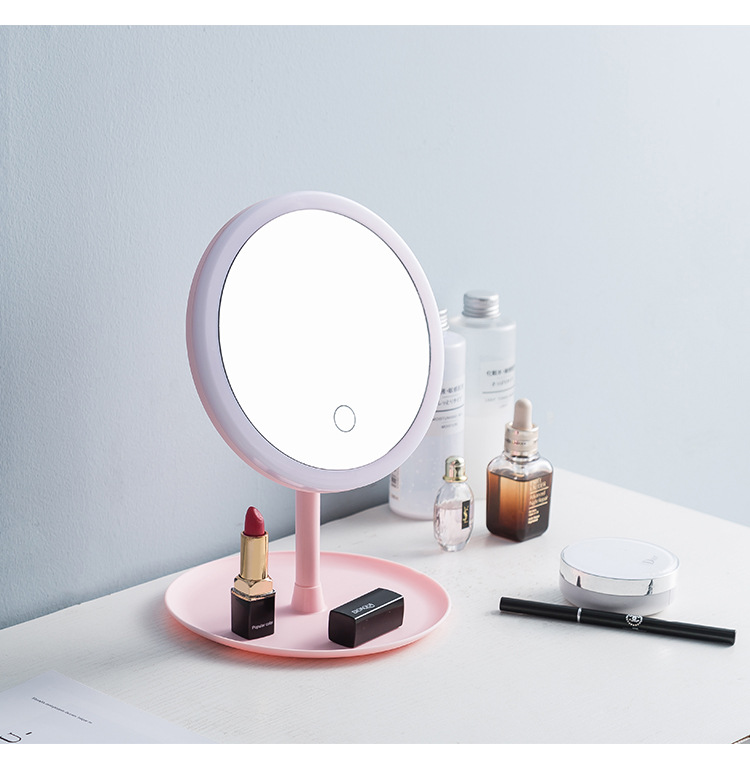 Internet Celebrity Makeup Mirror with Light Smart Dressing Mirror Led Desktop Desktop Mirror Student Fill Light Mirror Beauty Dormitory Mirror