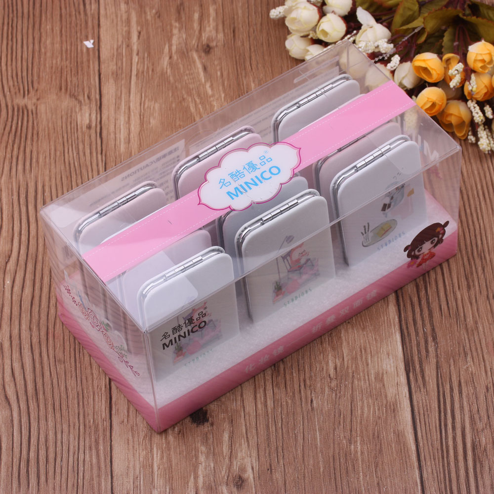 10 Yuan Ornament Korean Pu Mirror Women's Portable Dressing Mirror Mini-Portable Folding Mirror Double Mirror 10 Yuan Ornament Korean Pu Mirror Women's Portable Dressing Mirror Mini-Portable Folding Mirror Double Mirror