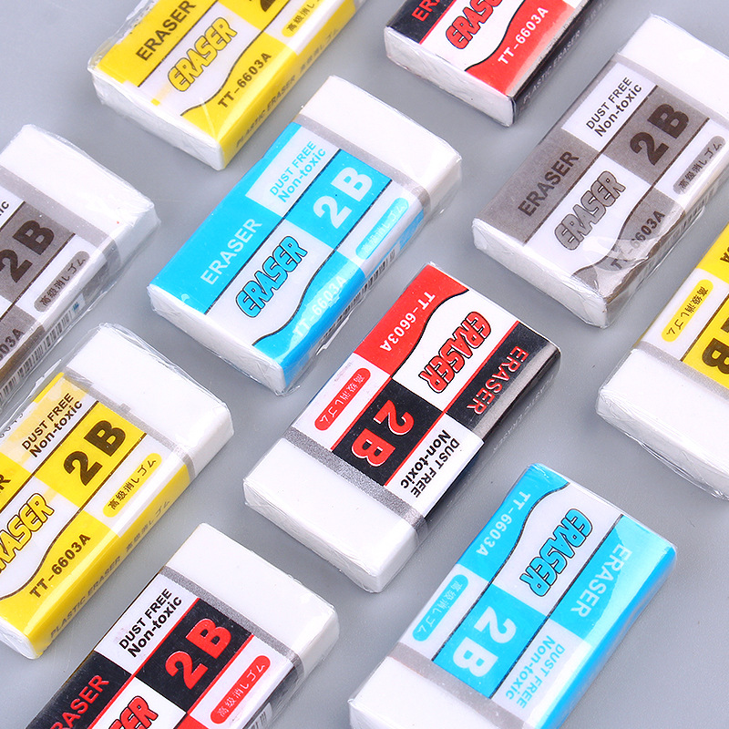 Eraser Rectangular Small Eraser Student Exam Painting Eraser Stationery Wholesale 2B Eraser Factory Direct Sales