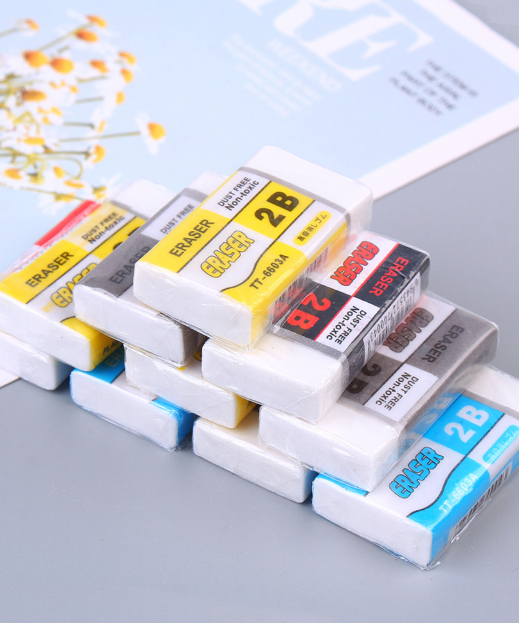 Eraser Rectangular Small Eraser Student Exam Painting Eraser Stationery Wholesale 2B Eraser Factory Direct Sales