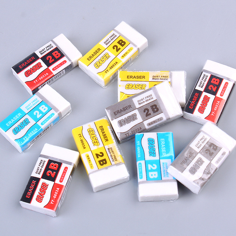 Eraser Rectangular Small Eraser Student Exam Painting Eraser Stationery Wholesale 2B Eraser Factory Direct Sales